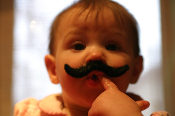 Evy with a mustache